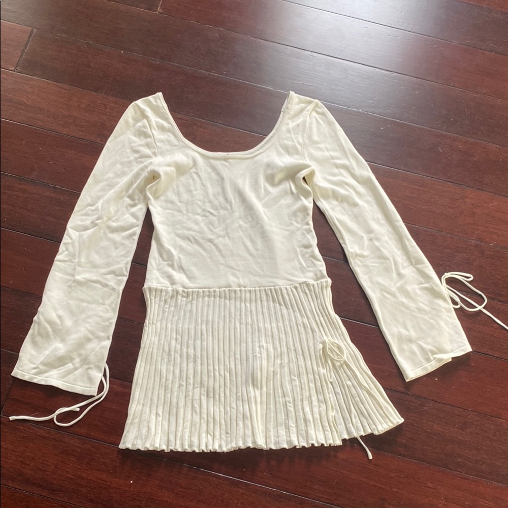 Meshki Off White Pleated Mini Dress
